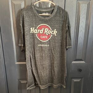 Hard Rock Cafe Gray Tee with Red and White Logo